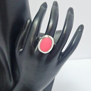 Sterling Silver Pink Stone Size 8 Ring Marked 925 FAS